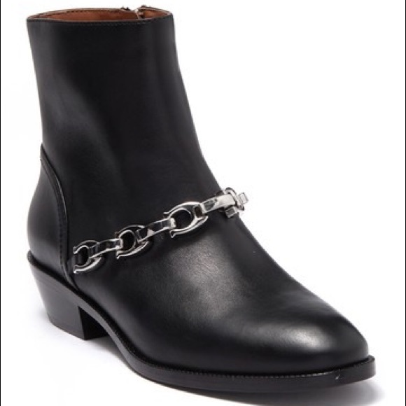 Coach Allen Black Leather Chain Embellished Bootie - Picture 1 of 5